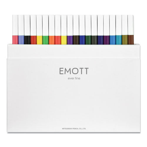 Emott Ever Fine Porous Point Pens, Fine 0.4 Mm, Assorted Ink, White Barrel, 40-pack