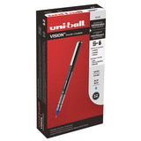 Vision Stick Roller Ball Pen, Micro 0.5mm, Blue Ink, Blue-gray Barrel, Dozen