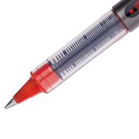 Vision Stick Roller Ball Pen, Micro 0.5mm, Red Ink, Gray-red Barrel, Dozen
