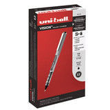 Vision Stick Roller Ball Pen, Fine 0.7mm, Black Ink, Black-gray Barrel, Dozen