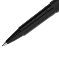 Stick Roller Ball Pen, Micro 0.5mm, Black Ink, Black Matte Barrel, Dozen