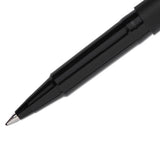 Stick Roller Ball Pen, Micro 0.5mm, Black Ink, Black Matte Barrel, Dozen