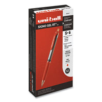 Signo Retractable Gel Pen, 0.7mm, Red Ink, Red-metallic Barrel, Dozen