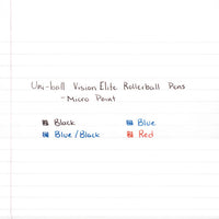 Vision Elite Stick Roller Ball Pen, Super-fine 0.5mm, Black Ink, Black Barrel