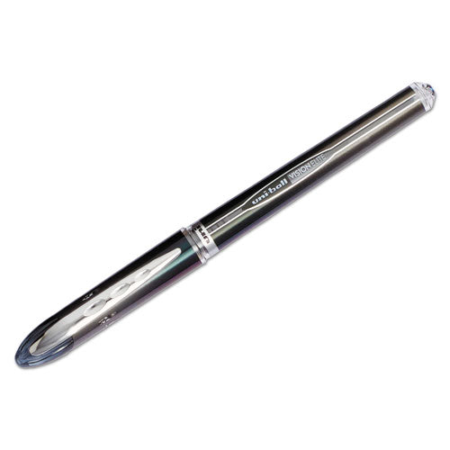 Vision Elite Stick Roller Ball Pen, Super-fine 0.5mm, Black Ink, Black Barrel