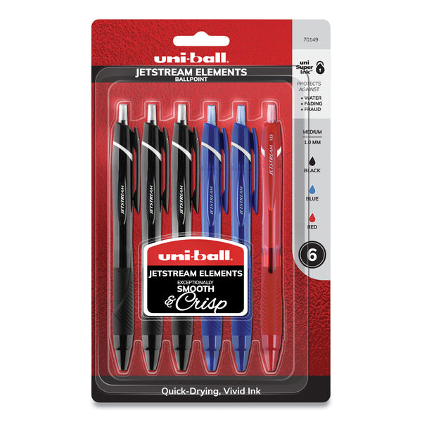 Jetstream Elements Ballpoint Pen, Retractable, Medium 1 Mm, Assorted Ink And Barrel Colors, 6-pack