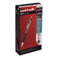 207 Plus+ Gel Pen, Retractable, Medium 0.7 Mm, Black Ink, Black Barrel, Dozen