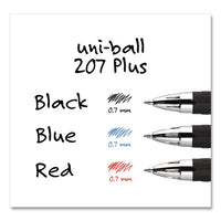 207 Plus+ Gel Pen, Retractable, Medium 0.7 Mm, Blue Ink, Black Barrel, Dozen