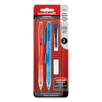 Chroma Mechanical Pencil W- 10 Leads And 2 Erasers, 0.7 Mm, Hb (#2), Black Lead, (1) Red (1) Blue Barrel, 2-pack