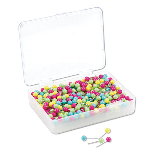 Map Push Pins, Plastic, Assorted, 1-2", 300-pack