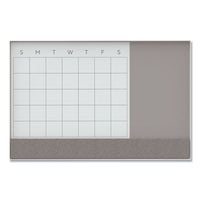 3n1 Magnetic Glass Dry Erase Combo Board, 24 X 18, Month View, White Surface And Frame