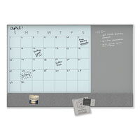 3n1 Magnetic Glass Dry Erase Combo Board, 24 X 18, Month View, White Surface And Frame
