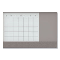 3n1 Magnetic Glass Dry Erase Combo Board, 48 X 36, Month View, White Surface And Frame