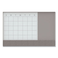 3n1 Magnetic Glass Dry Erase Combo Board, 35 X 14.25, Week View, White Surface And Frame