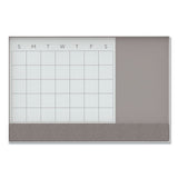 3n1 Magnetic Glass Dry Erase Combo Board, 35 X 14.25, Week View, White Surface And Frame