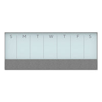 3n1 Magnetic Glass Dry Erase Combo Board, 35 X 14.25, Week View, White Surface And Frame