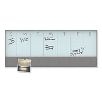 3n1 Magnetic Glass Dry Erase Combo Board, 35 X 14.25, Week View, White Surface And Frame