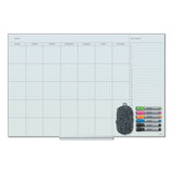 Floating Glass Dry Erase Undated One Month Calendar, 36 X 24, White