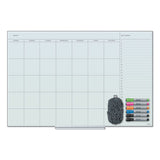 Floating Glass Dry Erase Undated One Month Calendar, 36 X 24, White