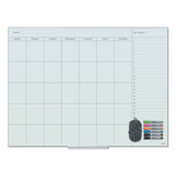 Floating Glass Dry Erase Undated One Month Calendar, 48 X 36, White