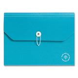 U Eco 13-pocket Expandable File, 9.75" Expansion, 13 Sections; Button/elastic Closure, 1/12-cut Tabs, Letter Size, Ocean