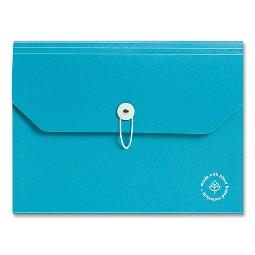 U Eco 13-pocket Expandable File, 9.75" Expansion, 13 Sections; Button/elastic Closure, 1/12-cut Tabs, Letter Size, Ocean