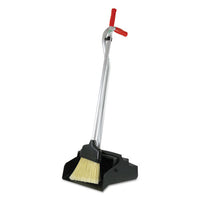 Ergo Dustpan With Broom, 12 Wide, Metal W-vinyl Coated Handle, Red-silver