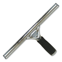 Pro Stainless Steel Squeegee Handle, Rubber Grip, Black-steel, Screw Clamp