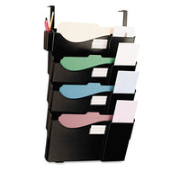 Grande Central Filing System, Four Pocket, Wall Mount, Plastic, Black