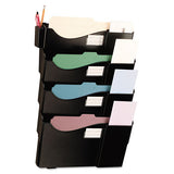 Grande Central Filing System, Four Pocket, Wall Mount, Plastic, Black