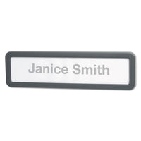 Recycled Cubicle Nameplate With Rounded Corners, 9 X 2 1-2, Charcoal