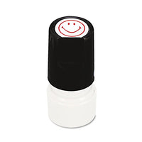 Round Message Stamp, Smiley Face, Pre-inked-re-inkable, Red