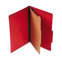 Bright Colored Pressboard Classification Folders, 1 Divider, Legal Size, Ruby Red, 10-box