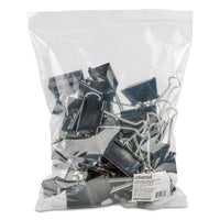 Binder Clips In Zip-seal Bag, Large, Black-silver, 36-pack
