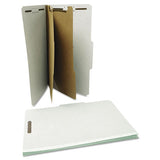 Six--section Pressboard Classification Folders, 2 Dividers, Legal Size, Gray, 10-box