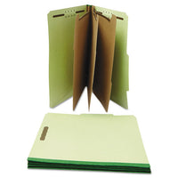 Eight-section Pressboard Classification Folders, 3 Dividers, Letter Size, Green, 10-box