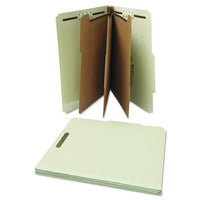 Eight-section Pressboard Classification Folders, 3 Dividers, Letter Size, Gray-green, 10-box