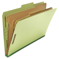 Eight-section Pressboard Classification Folders, 3 Dividers, Legal Size, Green, 10-box