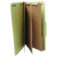 Eight-section Pressboard Classification Folders, 3 Dividers, Legal Size, Green, 10-box