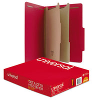 Bright Colored Pressboard Classification Folders, 2 Dividers, Letter Size, Ruby Red, 10-box