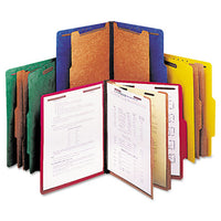 Bright Colored Pressboard Classification Folders, 2 Dividers, Legal Size, Emerald Green, 10-box