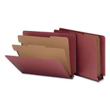Red Pressboard End Tab Classification Folders, 2 Dividers, Letter Size, Red, 10-box