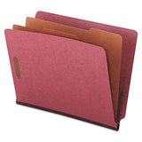 Red Pressboard End Tab Classification Folders, 2 Dividers, Legal Size, Red, 10-box