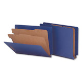 Deluxe Six-section Colored Pressboard End Tab Classification Folders, 2 Dividers, Letter Size, Cobalt Blue Cover, 10-box