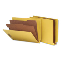 Deluxe Six-section Colored Pressboard End Tab Classification Folders, 2 Dividers, Letter Size, Yellow, 10-box