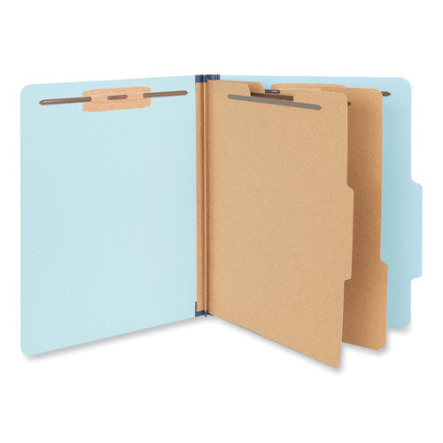 Six-section Classification Folders, Heavy-duty Pressboard Cover, 2 Dividers, 2.5" Expansion, Letter Size, Light Blue, 20-box