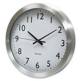 Brushed Aluminum Wall Clock, 12" Overall Diameter, Silver Case, 1 Aa (sold Separately)