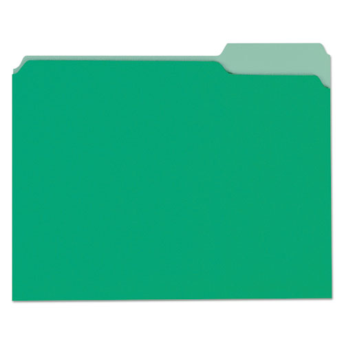 Deluxe Colored Top Tab File Folders, 1-3-cut Tabs, Letter Size, Green-light Green, 100-box