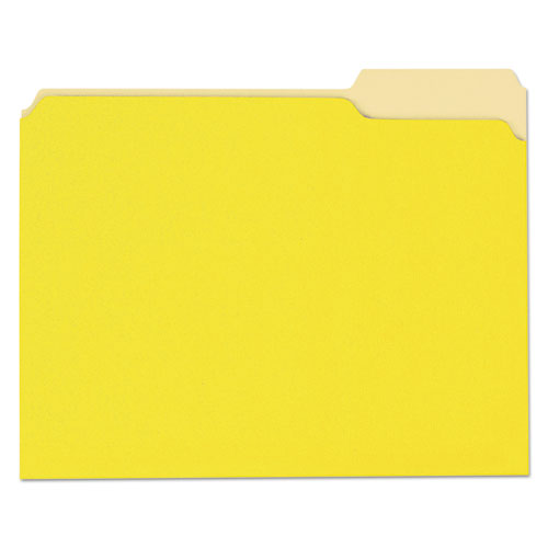 Deluxe Colored Top Tab File Folders, 1-3-cut Tabs, Letter Size, Yellowith Light Yellow, 100-box