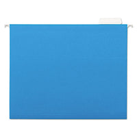 Deluxe Bright Color Hanging File Folders, Letter Size, 1-5-cut Tab, Blue, 25-box